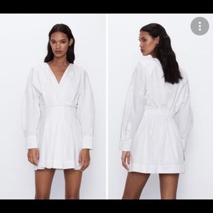 ZARA poplin wrap dress. White. Small.